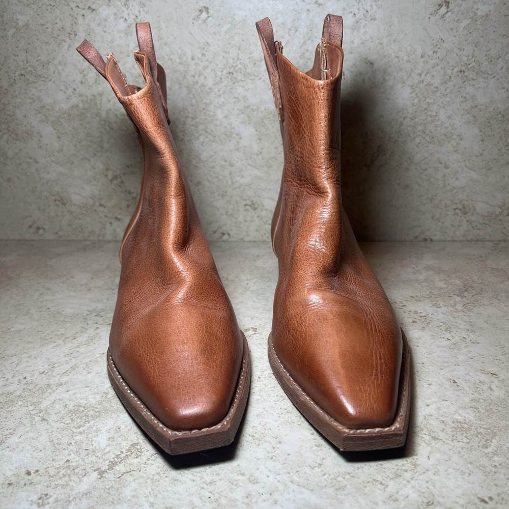 We The Free Brown Leather Western Ankle Boots - Picture 2 of 12